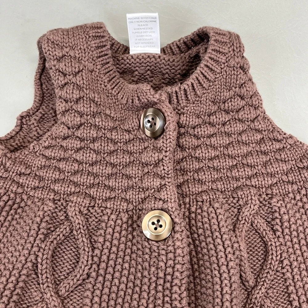 Gymboree Brown Waffle Knit Sweater Button Up Tank Top Cardigan Size 4